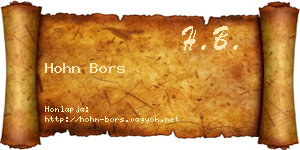 Hohn Bors névjegykártya